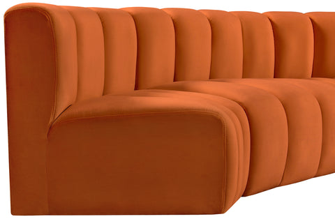 Briar Cognac 102 Velvet Upholstered Modular Sectional, 4-Piece