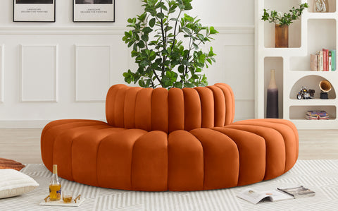 Briar Cognac 90 Velvet Upholstered Modular Sectional, 4-Piece