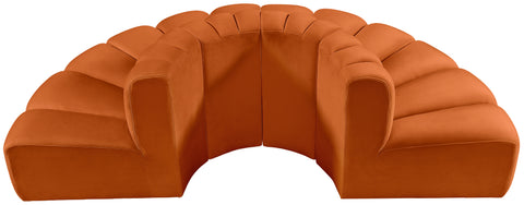 Briar Cognac 90 Velvet Upholstered Modular Sectional, 4-Piece