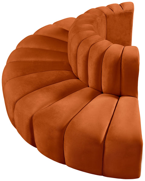 Briar Cognac 90 Velvet Upholstered Modular Sectional, 4-Piece