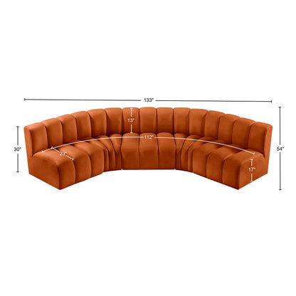 Zara Cognac Velvet Modular Sofa S5A