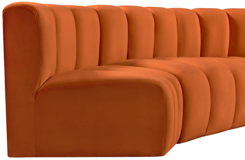 Briar Cognac 133 Velvet Upholstered Modular Sectional, 5-Piece