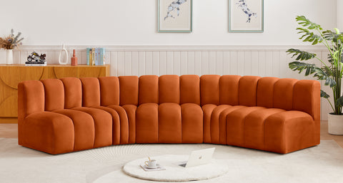 Briar Cognac 133 Velvet Upholstered Modular Sectional, 5-Piece