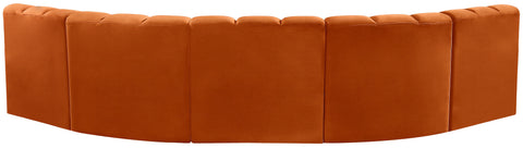 Briar Cognac 133 Velvet Upholstered Modular Sectional, 5-Piece