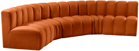 Briar Cognac 133 Velvet Upholstered Modular Sectional, 5-Piece