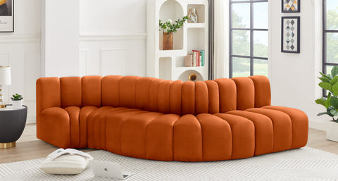 Briar Cognac 122 Velvet Upholstered Modular Sectional, 5-Piece