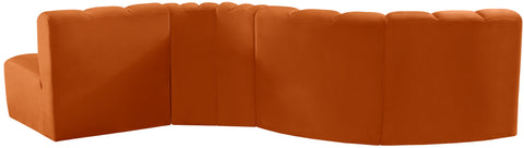 Briar Cognac 122 Velvet Upholstered Modular Sectional, 5-Piece
