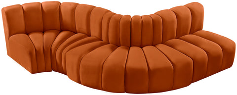 Briar Cognac 122 Velvet Upholstered Modular Sectional, 5-Piece