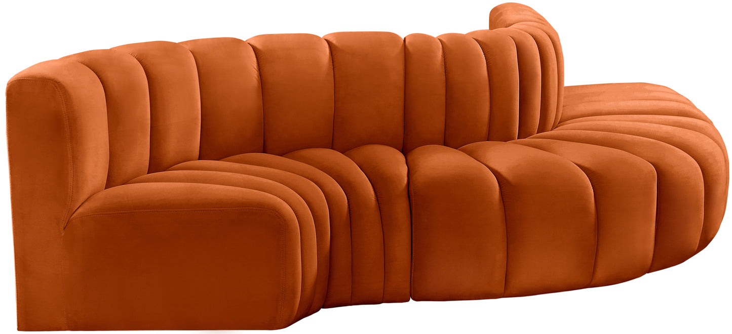 zara cognac velvet modular sofa s5b