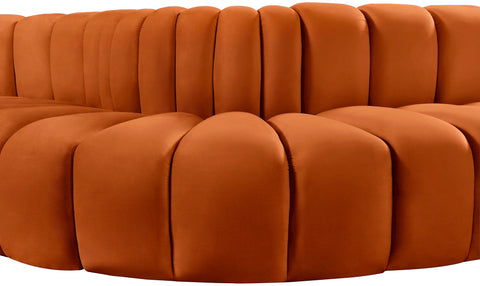 Briar Cognac 122 Velvet Upholstered Modular Sectional, 5-Piece
