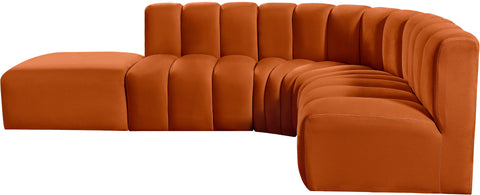 Briar Cognac 127 Velvet Upholstered Modular Sectional, 5-Piece