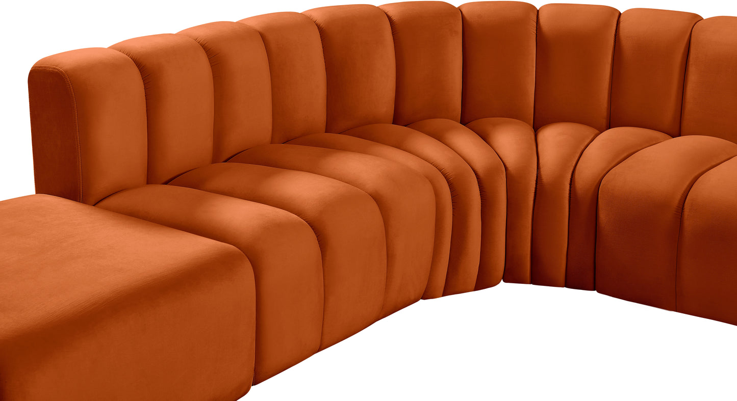 zara cognac velvet modular sofa s5c