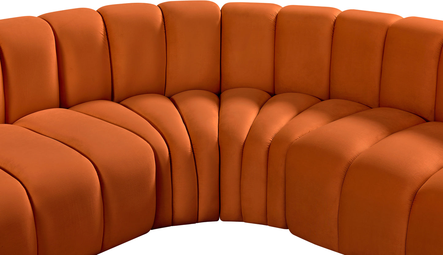 zara cognac velvet modular sofa s5c