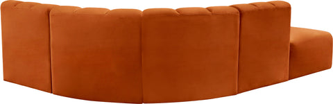 Briar Cognac 127 Velvet Upholstered Modular Sectional, 5-Piece