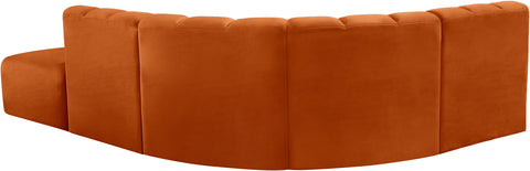 Briar Cognac 127 Velvet Upholstered Modular Sectional, 5-Piece