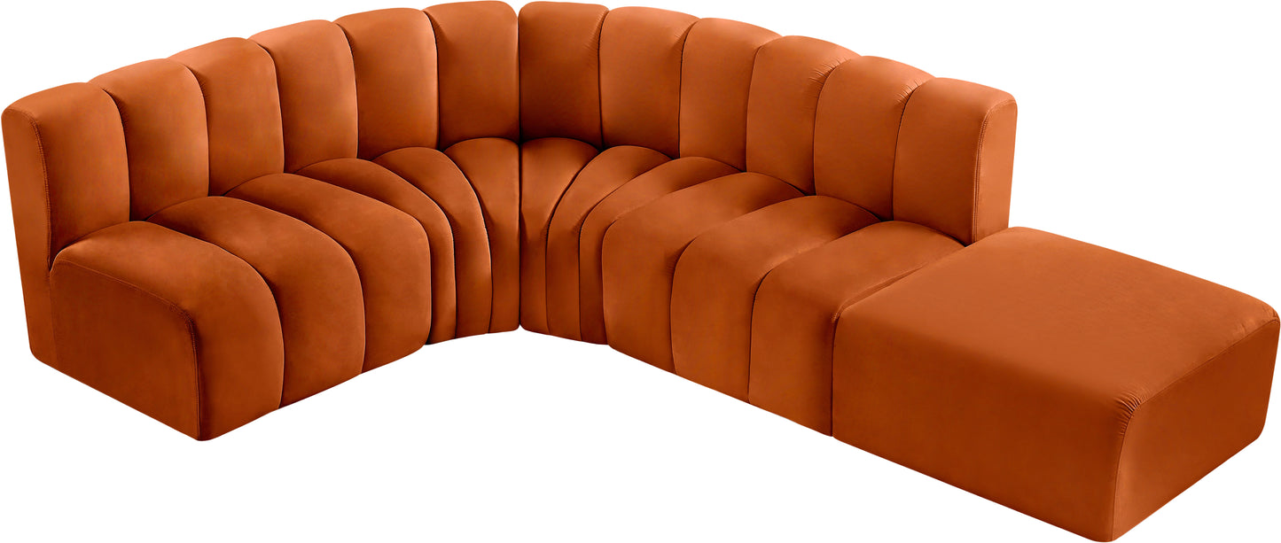 zara cognac velvet modular sofa s5c