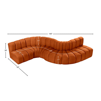 Zara Cognac Velvet Modular Sofa S6A