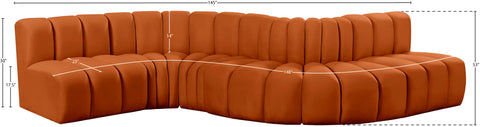 Briar Cognac 145 Velvet Upholstered Modular Sectional , 6-Piece (Style 1)
