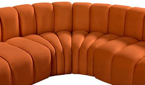 Briar Cognac 145 Velvet Upholstered Modular Sectional , 6-Piece (Style 1)