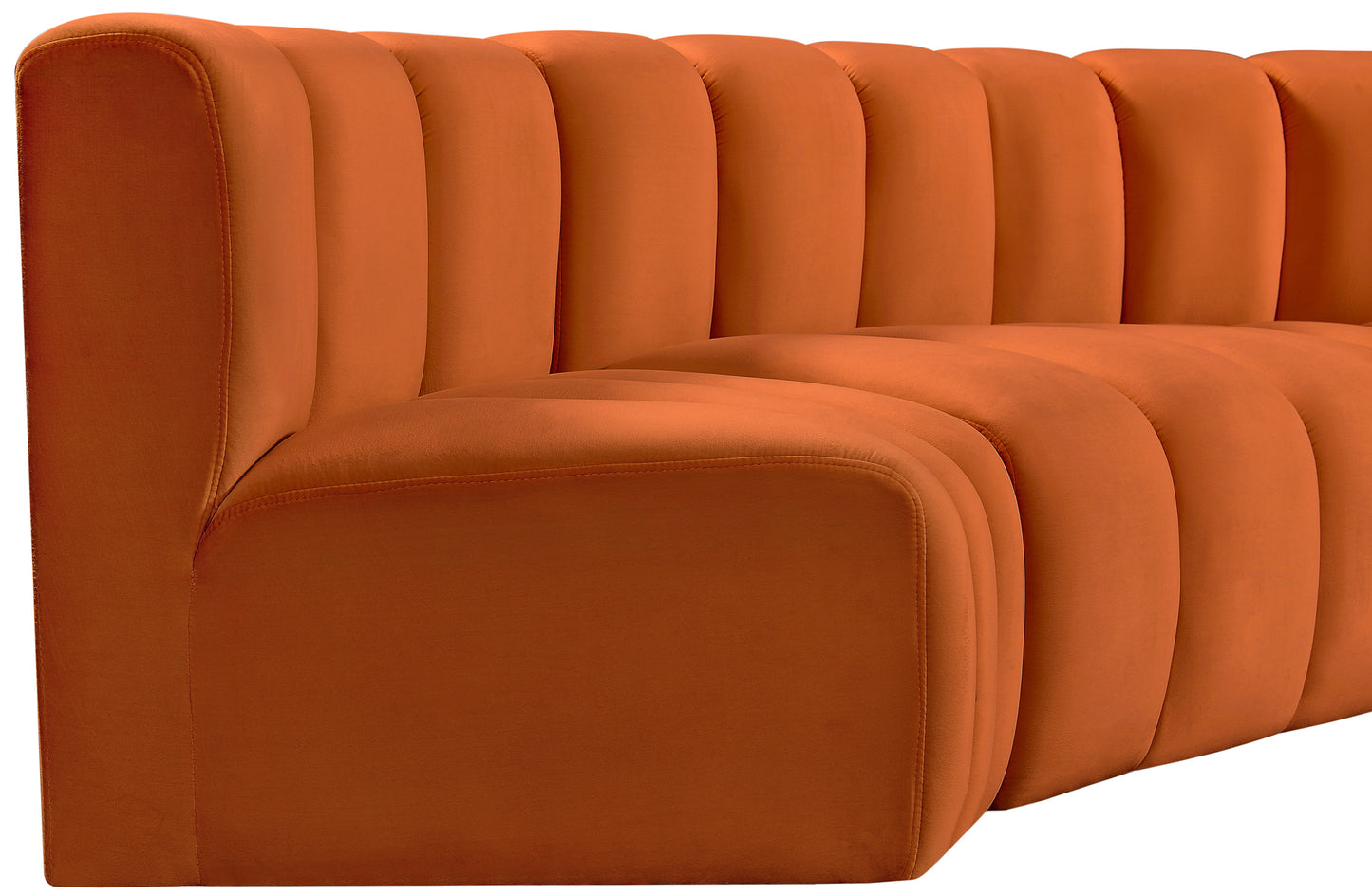 zara cognac velvet modular sofa s6a