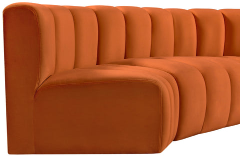 Briar Cognac 145 Velvet Upholstered Modular Sectional , 6-Piece (Style 1)