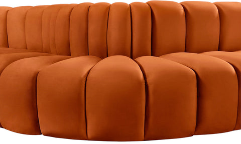 Briar Cognac 145 Velvet Upholstered Modular Sectional , 6-Piece (Style 1)