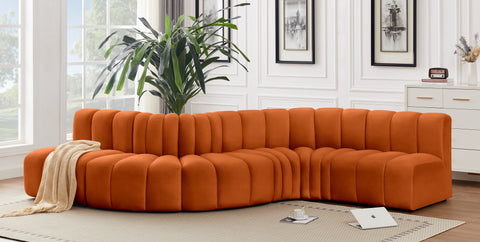 Briar Cognac 145 Velvet Upholstered Modular Sectional , 6-Piece (Style 1)