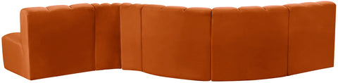 Briar Cognac 145 Velvet Upholstered Modular Sectional , 6-Piece (Style 1)