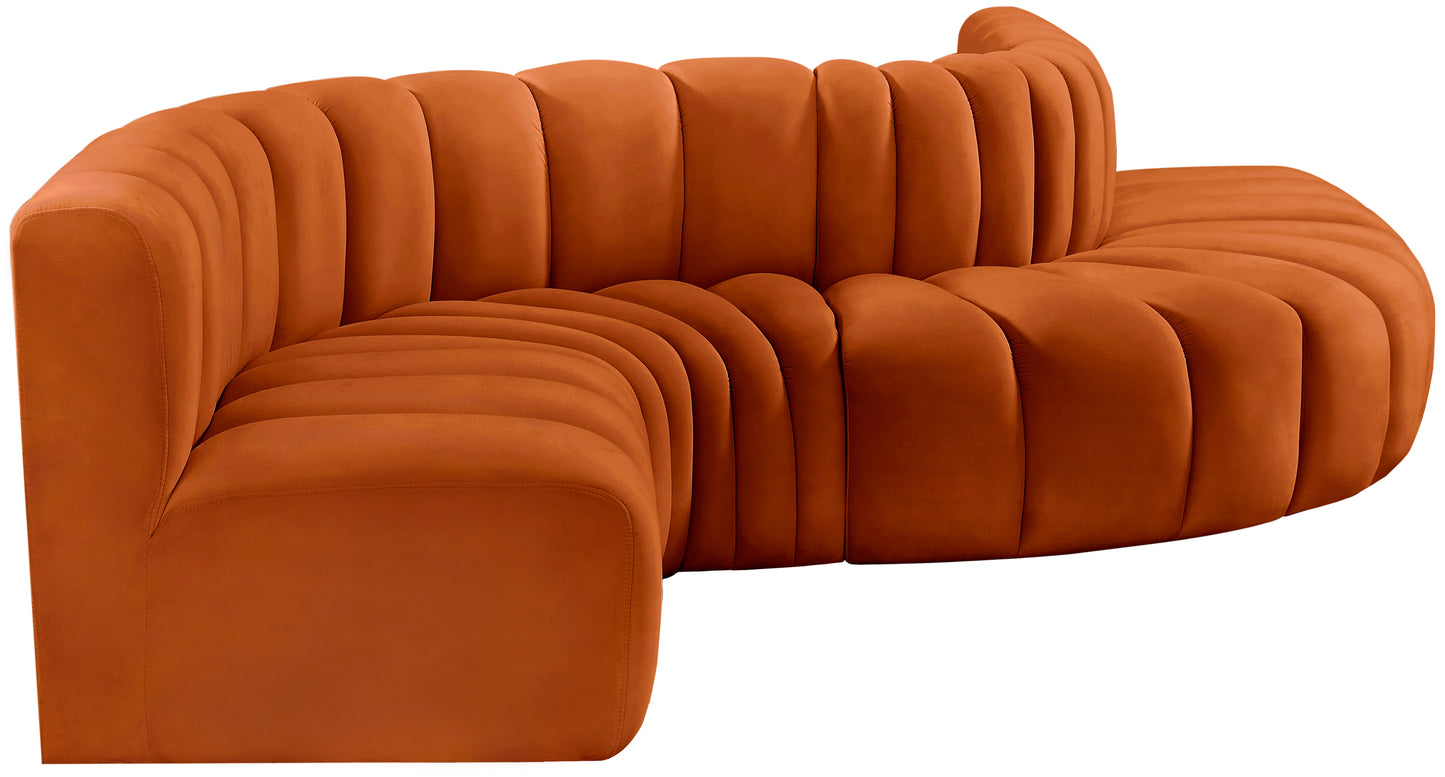 zara cognac velvet modular sofa s6a