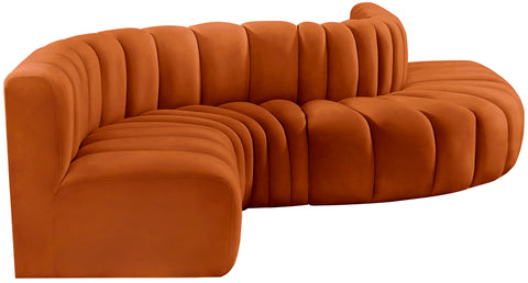Briar Cognac 145 Velvet Upholstered Modular Sectional , 6-Piece (Style 1)
