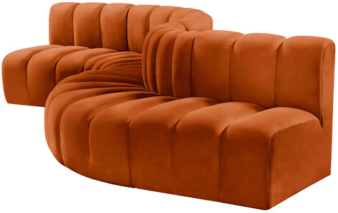 Briar Cognac 145 Velvet Upholstered Modular Sectional , 6-Piece (Style 1)