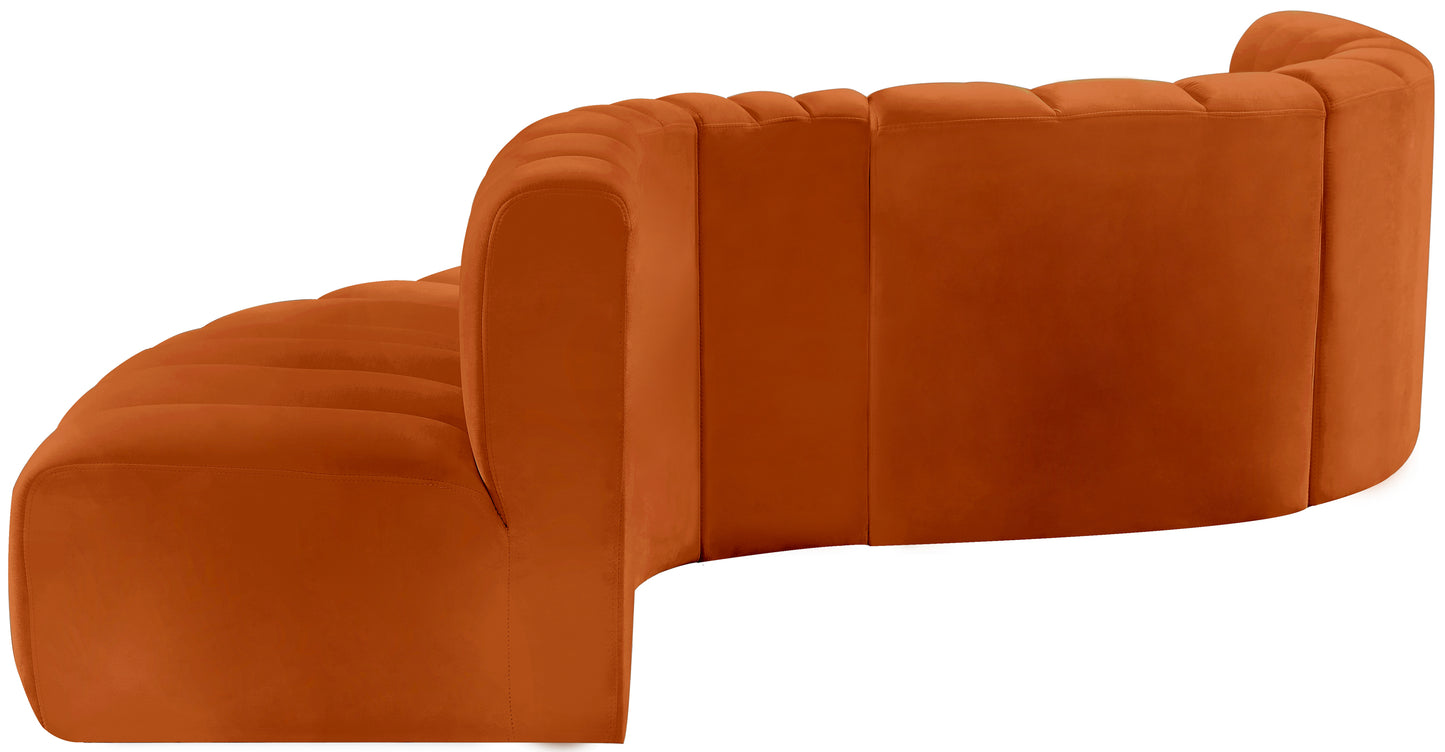 zara cognac velvet modular sofa s6a