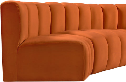 Briar Cognac 151 Velvet Upholstered Modular Sectional, 6-Piece
