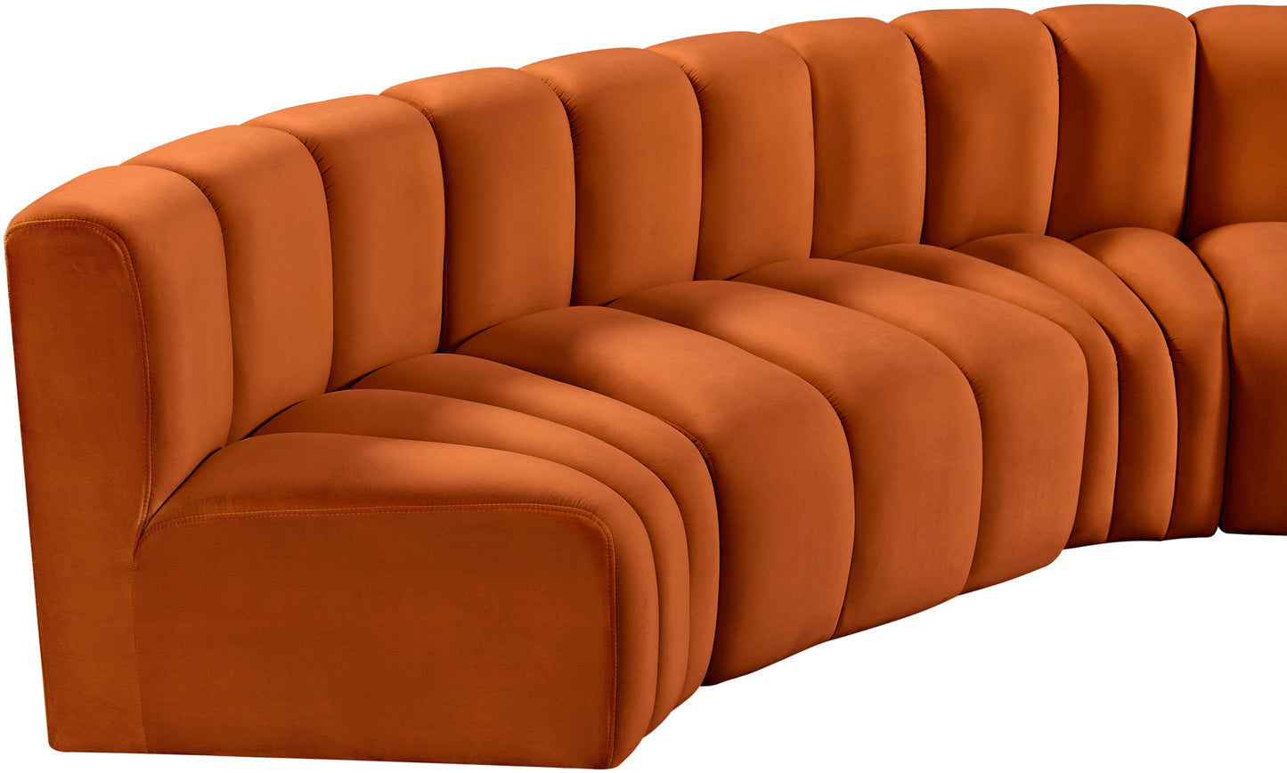 zara cognac velvet modular sofa s6b