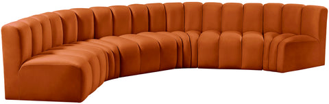 Briar Cognac 151 Velvet Upholstered Modular Sectional, 6-Piece