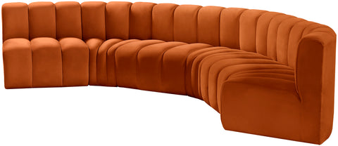 Briar Cognac 151 Velvet Upholstered Modular Sectional, 6-Piece