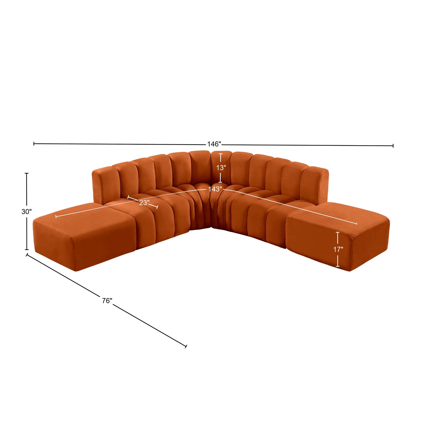 zara cognac velvet modular sofa s6c