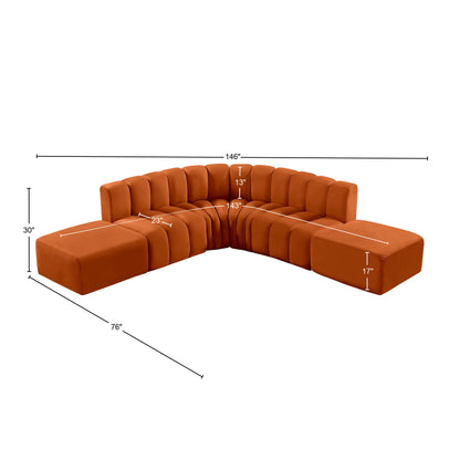 Zara Cognac Velvet Modular Sofa S6C