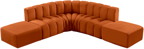 Briar Cognac 146 Velvet Upholstered Modular Sectional, 6-Piece