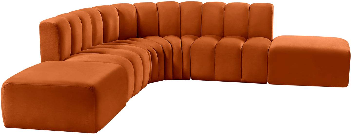 zara cognac velvet modular sofa s6c