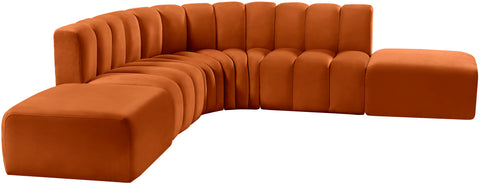 Briar Cognac 146 Velvet Upholstered Modular Sectional, 6-Piece
