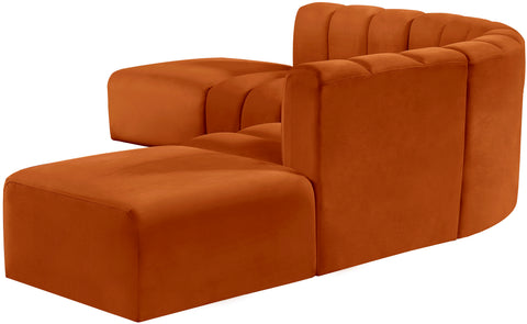 Briar Cognac 146 Velvet Upholstered Modular Sectional, 6-Piece