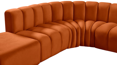 Briar Cognac 146 Velvet Upholstered Modular Sectional, 6-Piece
