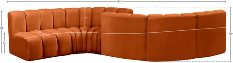 Briar Cognac 145 Velvet Upholstered Modular Sectional , 6-Piece (Style 2)