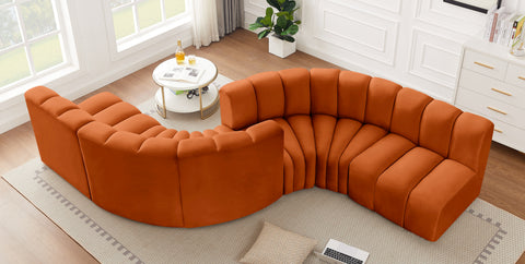 Briar Cognac 145 Velvet Upholstered Modular Sectional , 6-Piece (Style 2)