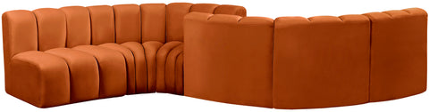 Briar Cognac 145 Velvet Upholstered Modular Sectional , 6-Piece (Style 2)