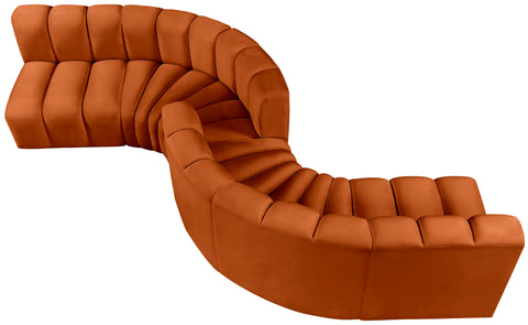 Briar Cognac 145 Velvet Upholstered Modular Sectional , 6-Piece (Style 2)