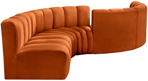 Briar Cognac 145 Velvet Upholstered Modular Sectional , 6-Piece (Style 2)