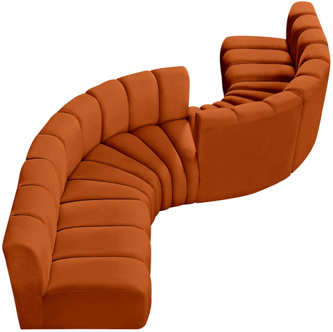 Briar Cognac 145 Velvet Upholstered Modular Sectional , 6-Piece (Style 2)