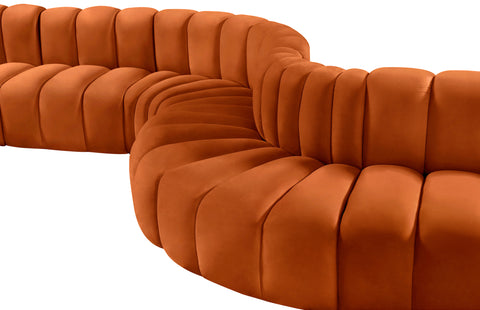 Briar Cognac 145 Velvet Upholstered Modular Sectional , 6-Piece (Style 2)
